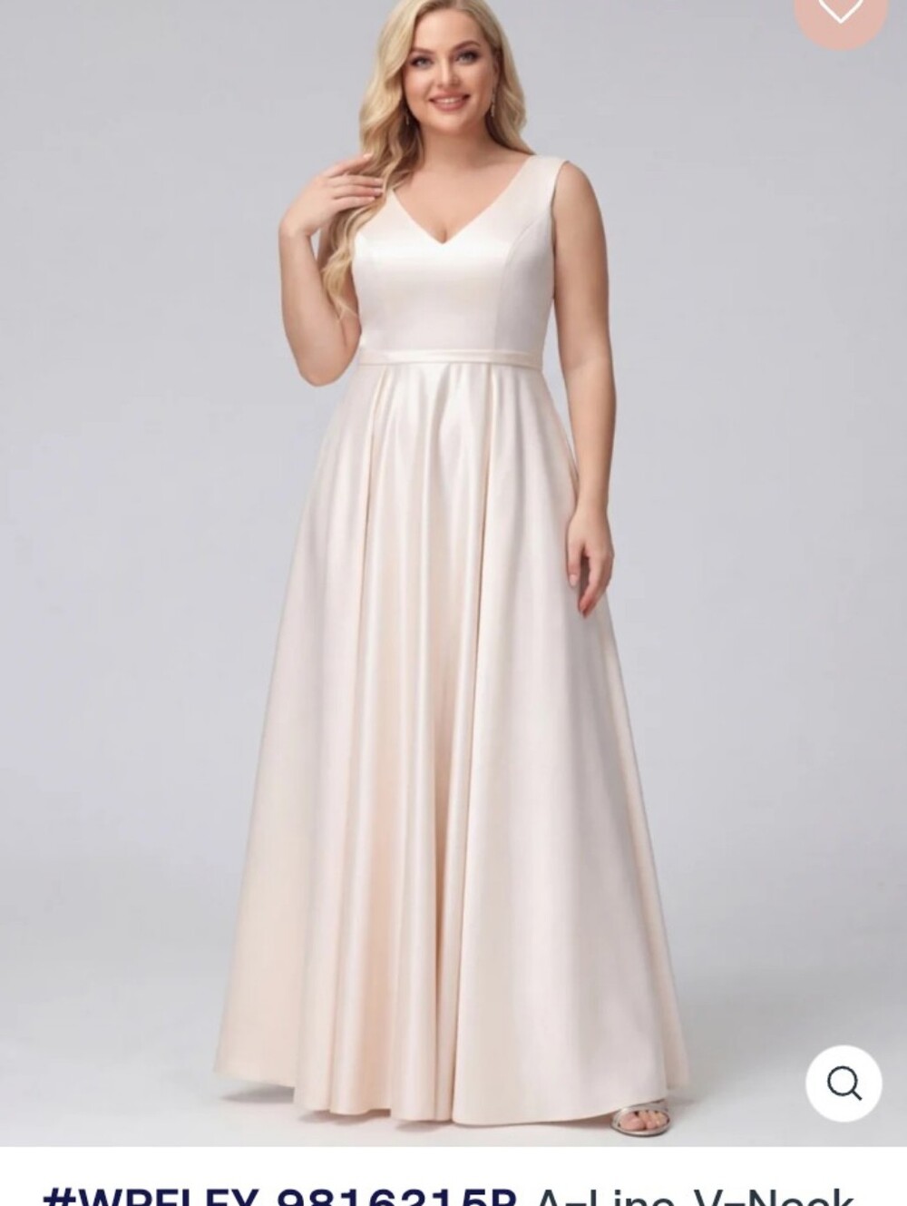 Laveri Cream Satin V-Neck Maxi Dress